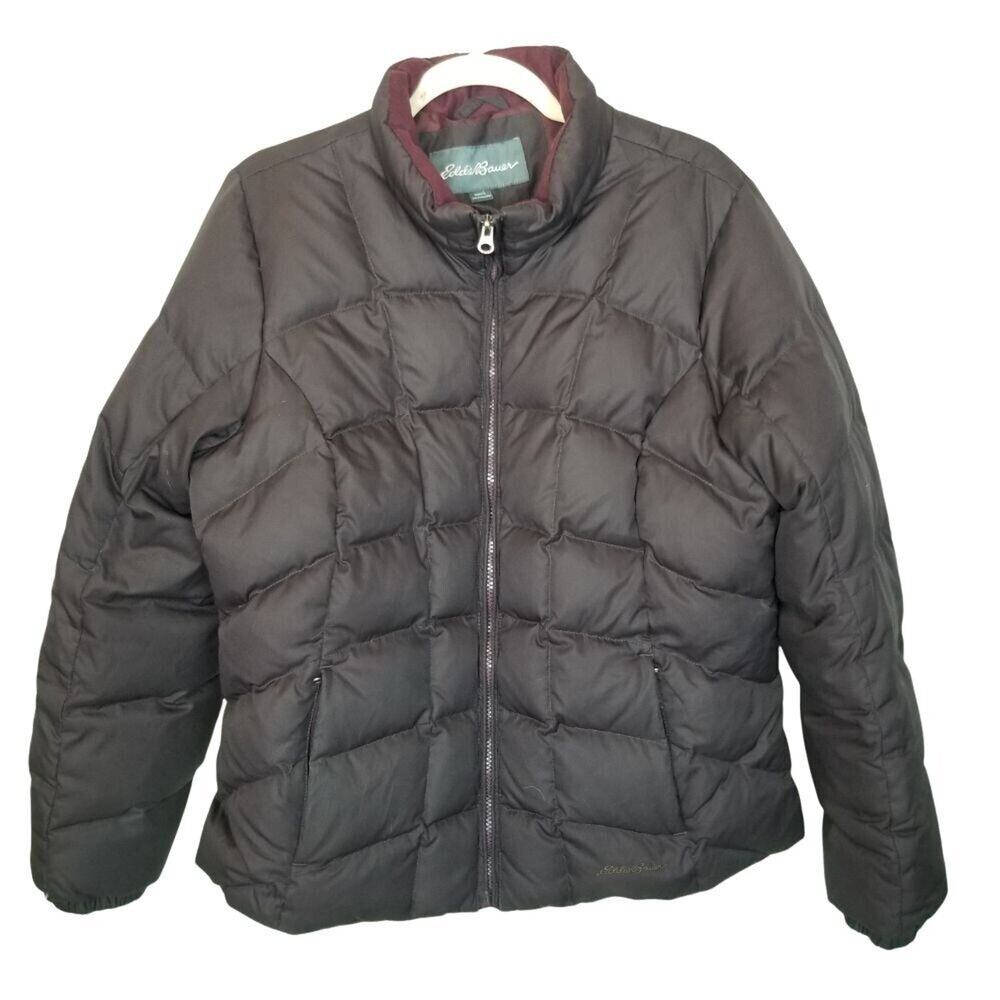 Eddie Bauer Womens Quilted Puffer Jacket Down Coat Size L Gorpcore 650 Fill Ski